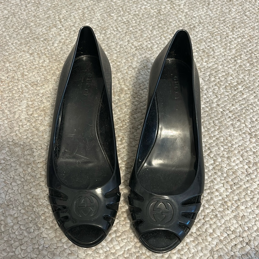COPY - Vintage Gucci wedge jellies - black